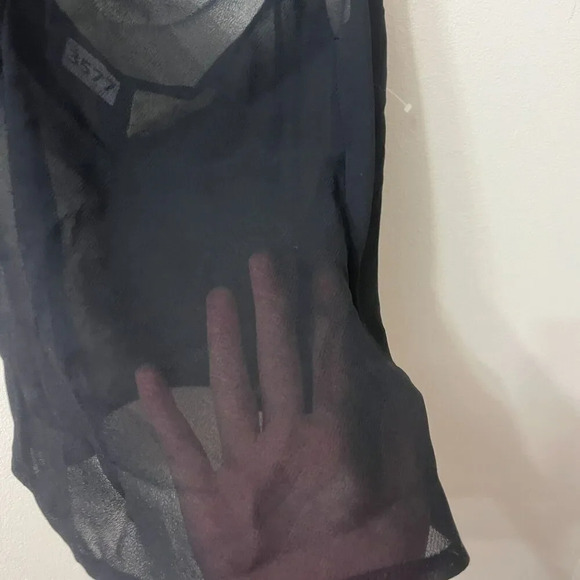 JS Signature Women Black Tank Top 8 Chiffon Pullover Sleeveless Sheer Shell Goth - Picture 6 of 6